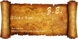 Zintz Ede névjegykártya
